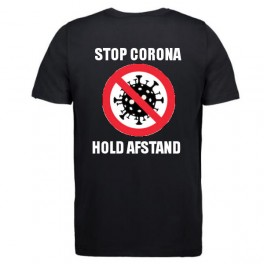 Stop Corona - Hold Afstand, Sort (T-Shirt)
