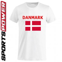 Danmark T-shirt med Flag (Hvid)